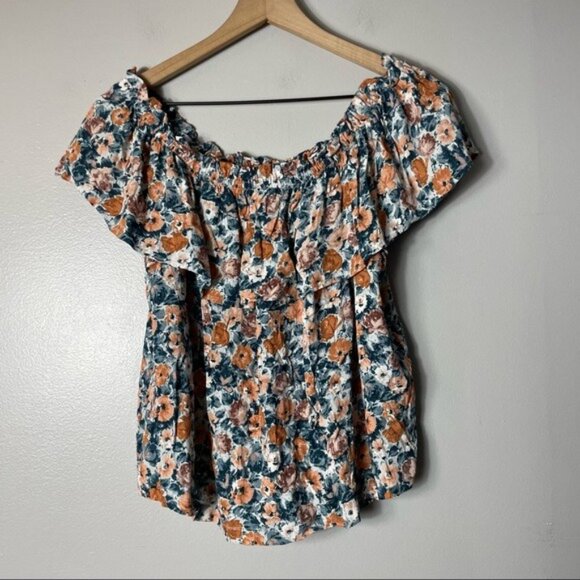 Current/Elliott Floral Off The Shoulder Ruffle Top - Picture 3 of 6